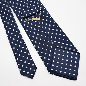 Brioni Necktie Mens Polka Dot 100% Silk Navy Blue Italy Classic Designer